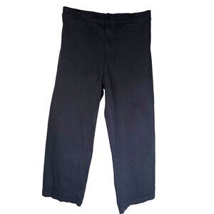 Madewell Size 29 Emmett Wide-Leg Crop Pants Navy Linen Blend